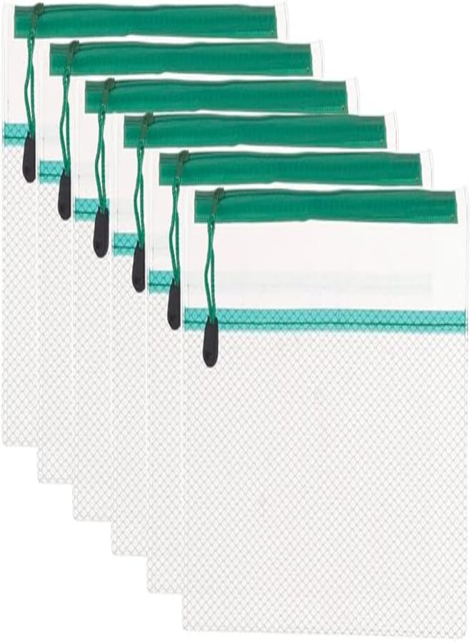 3A Plastic B4 Binder With Zipper 30 * 38 cm Set Of 6 Pieces - Green PVC-B4